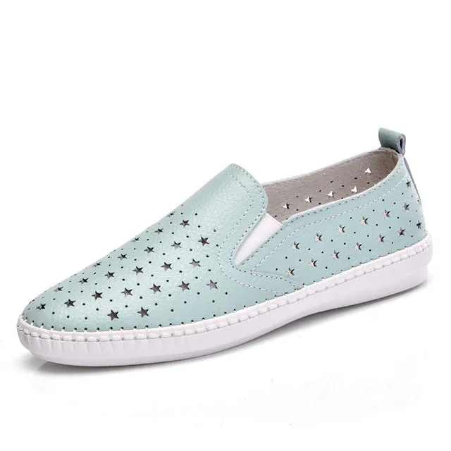 Stafford Oxford Button Down 2017 New Summer Women's Shoes Genuine Leather Flats Shoes Female Casual Flat Woman Loafers Leather Black Flat