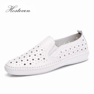 Modern Classics Cap Oxfords 2017 New Summer Women's Shoes Genuine Leather Flats Shoes Female Casual Flat Woman Loafers Leather Black Flat