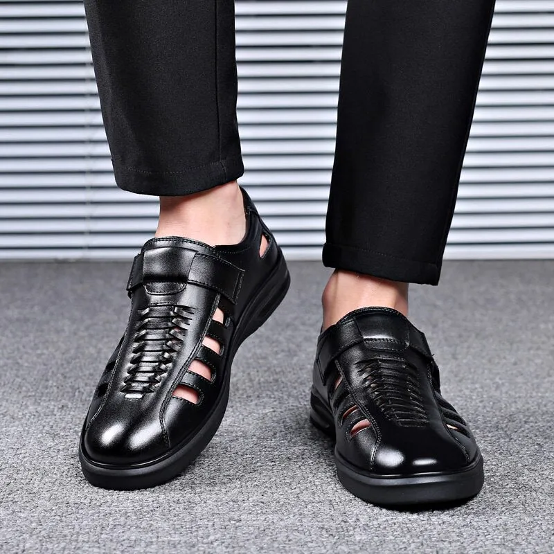 Sandals Jamaica Ochi 2020 Classic Men Sandals High Quality Genuine Leather Sandals Men Outdoor Casual Shoes Breathable Fisherman Shoes Plus Size 48