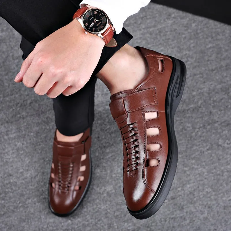Sandals Jamacia 2020 Classic Men Sandals High Quality Genuine Leather Sandals Men Outdoor Casual Shoes Breathable Fisherman Shoes Plus Size 48