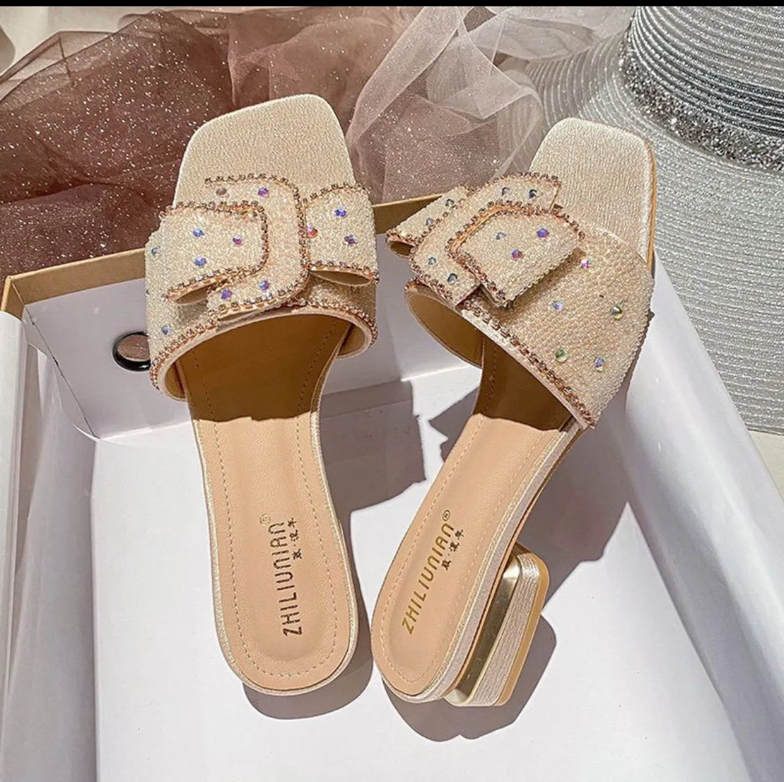 2024 summer new thick heel sandals for women Phantom Flip Flops