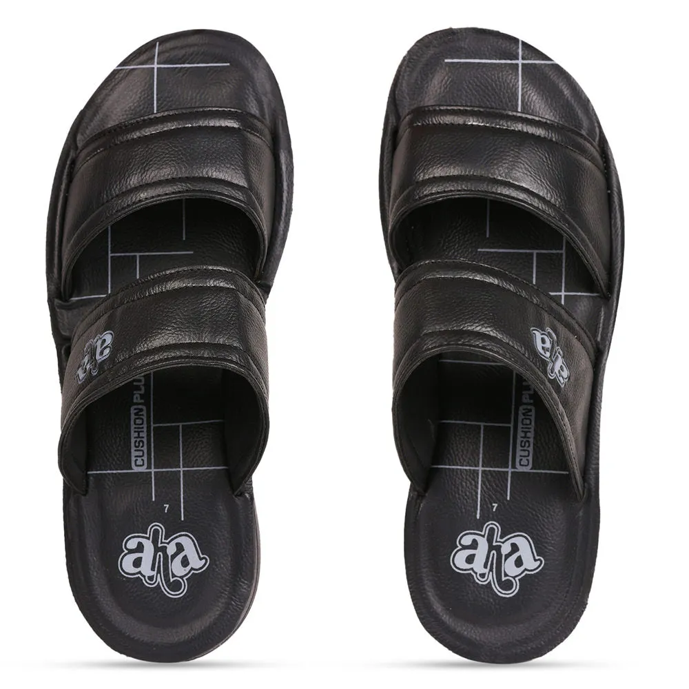 A-HA By Liberty GHD-50 Casual Black Slipper For Men Slides With A Bow