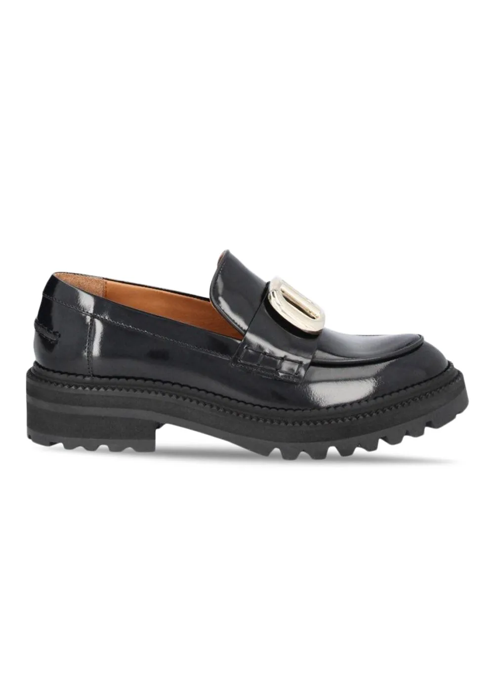 A3008 Black calf 80 - Black Calf 80 Loafers Chunky Heel