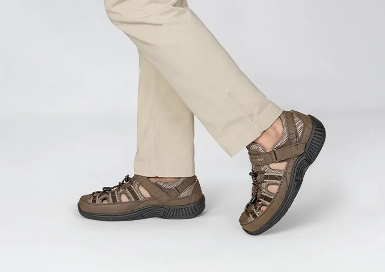 Bunions Sandals Orthofeet Men Clearwater Heel Strap - Brown