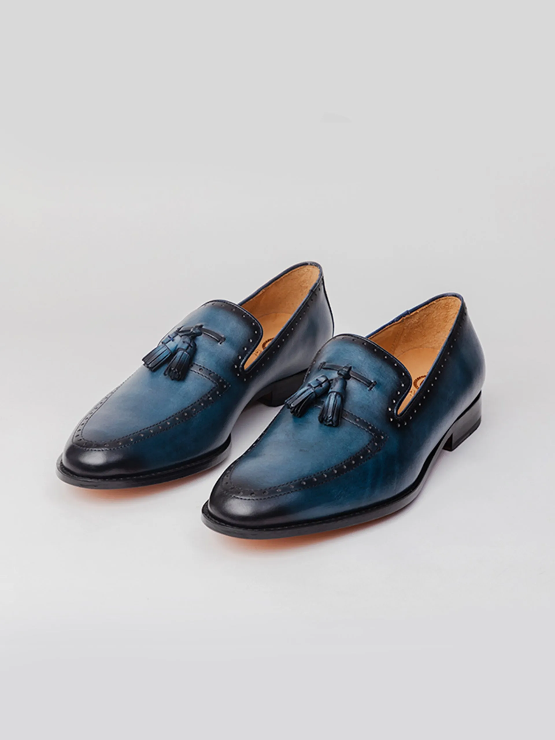 Loafers With Skirts Onyx Tassel Loafer - Slate Blue Patina Finished