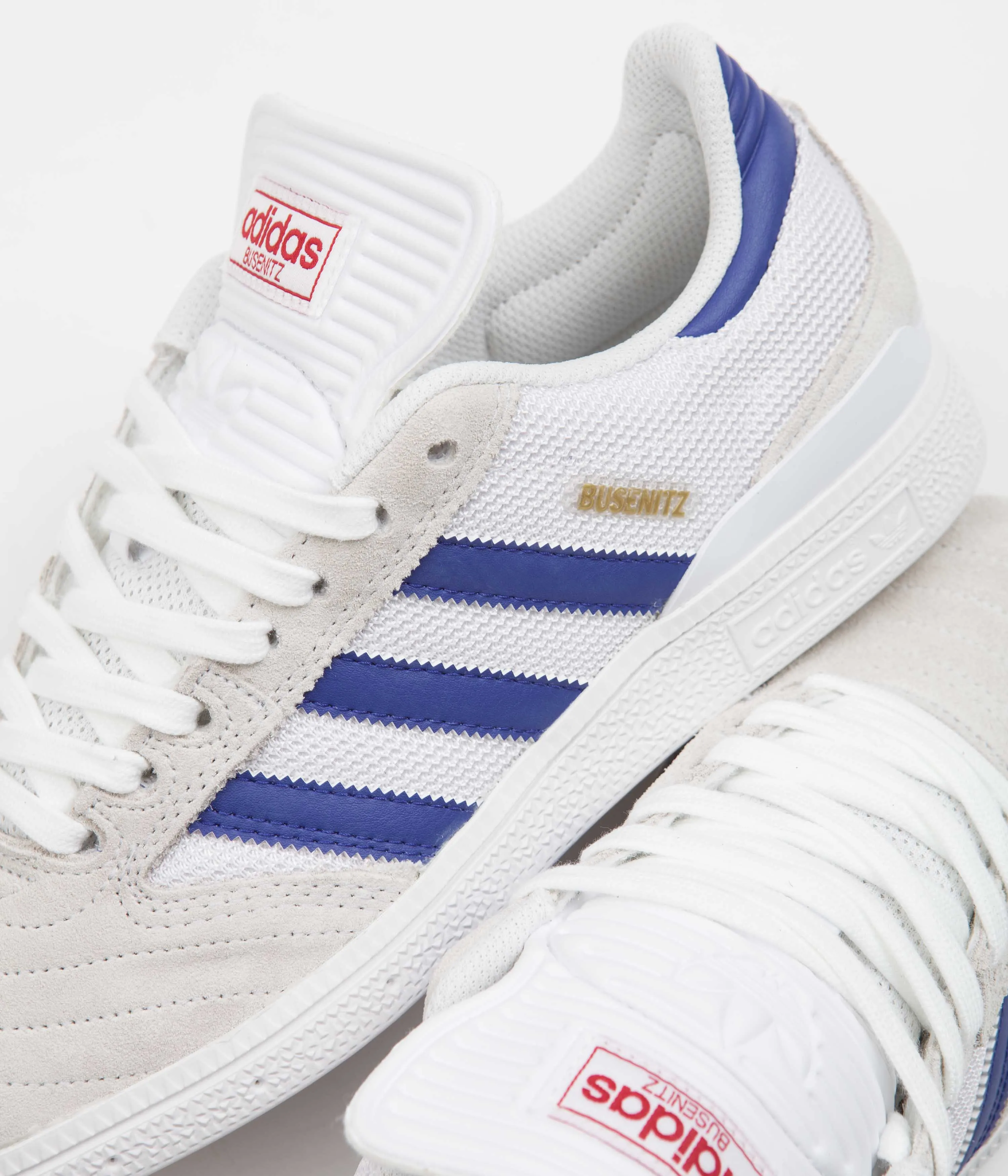 Adidas Busenitz Shoes - Crystal White / Semi Lucid Blue / Gold Metallic Adidas Trae Young Shoes