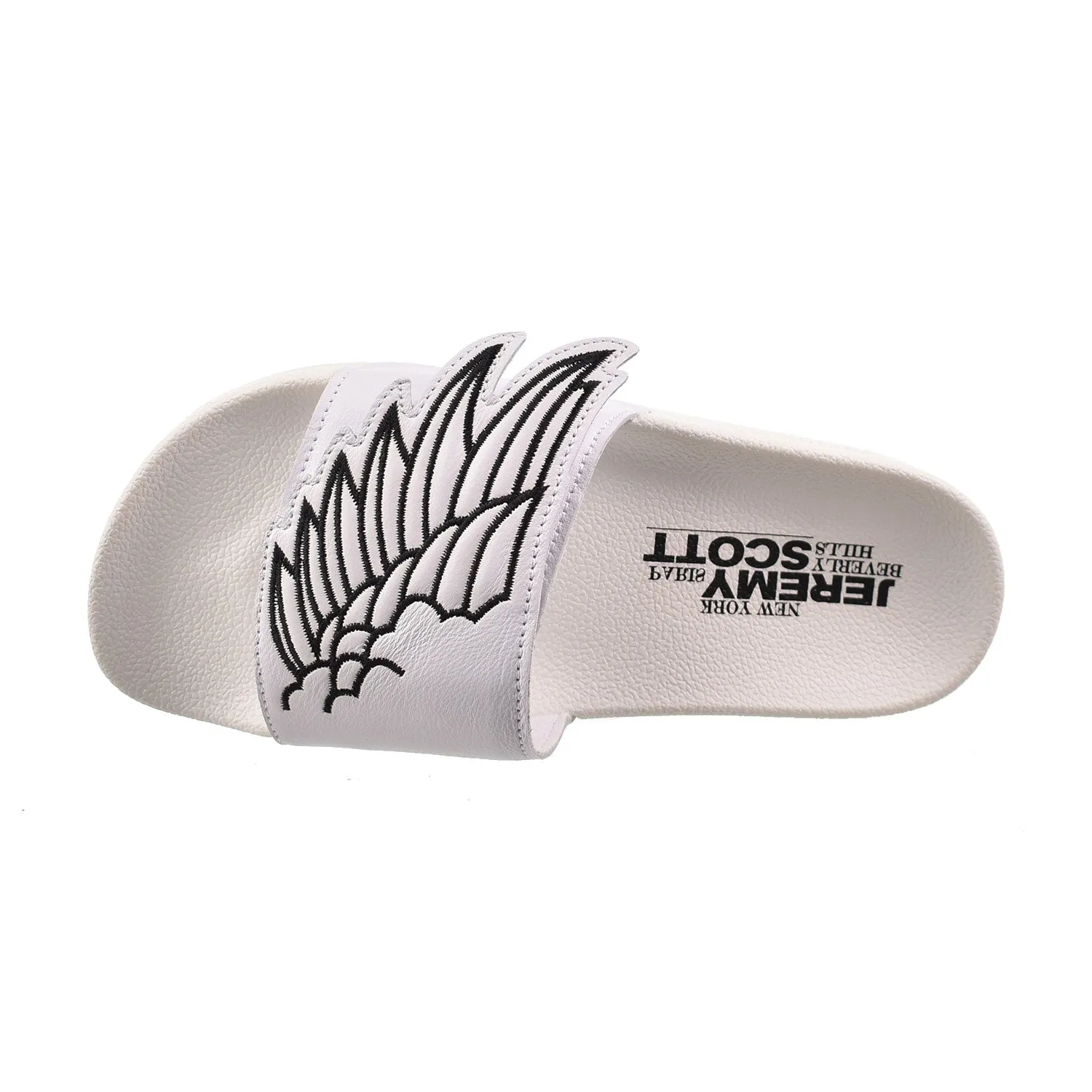 Adidas JS Monogram Adilette Wings Men's Slide Sandals White/Black Wool Slippers With Leather Soles