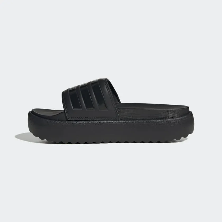 Adidas "Adilette" Women's Platform Slide Sandals - Core Black / Core Black / Core Black Adidas Shoes With Ribbon Laces