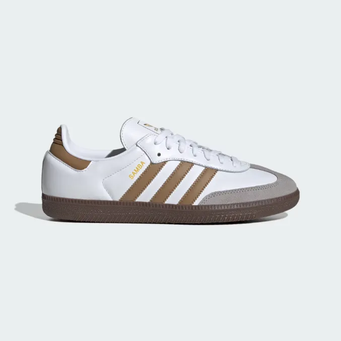 Adidas Samba OG - Cloud White / Brown Desert / Clear Granite Trending Adidas Shoes