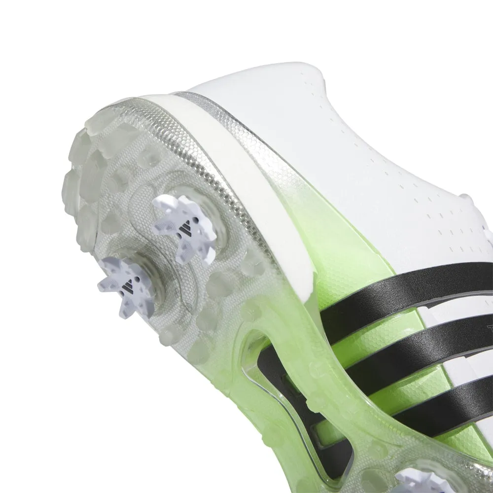 adidas Tour 360 24 Boost Golf Shoes - White/Black/Green Spark Spikes Running Shoes Adidas