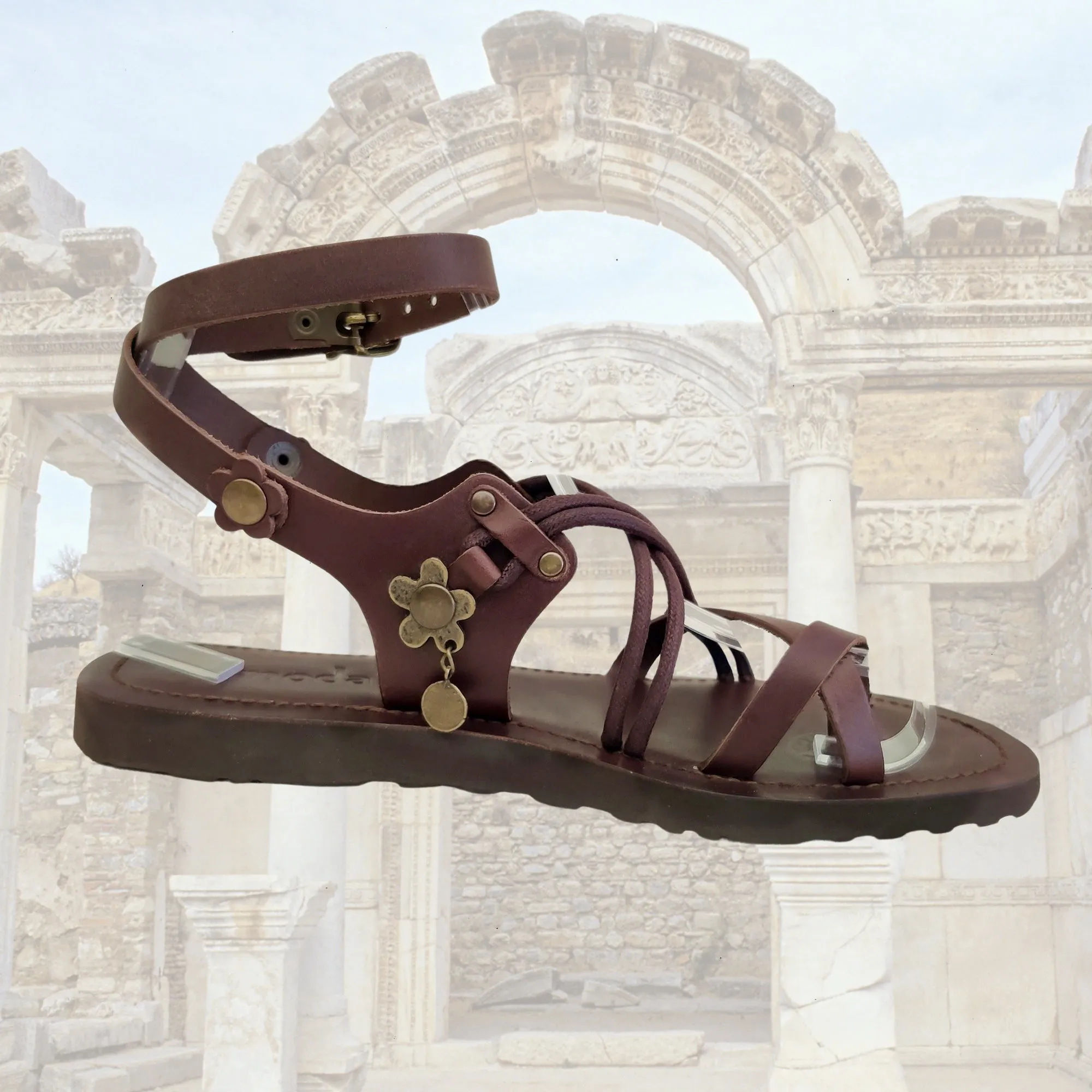 High End Leather Flip Flops Handcrafted Strappy Vegetal Leather Women Sandalet -Life Style Shoes-Gift Fashion Footwear-Strappy Sandal