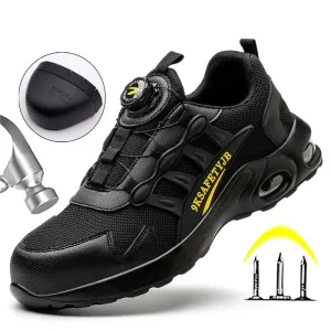 Gold Flat Open Toe Shoes Air Cushion Safety Shoes Anti-smash