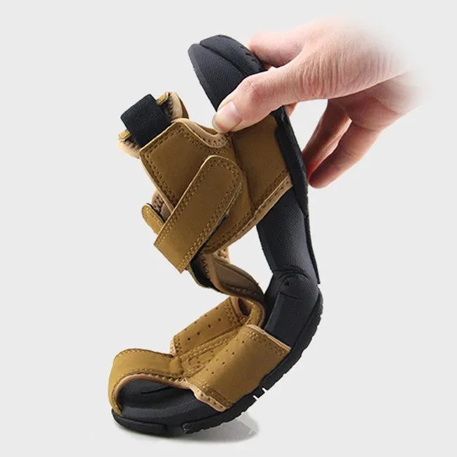 Akexiya 2016 Summer Sandals Men Closed Toe Fashion Beach Men Sandals Flexional Suede Leather Shoes Beach Shoes Big Size Shaka Sandals