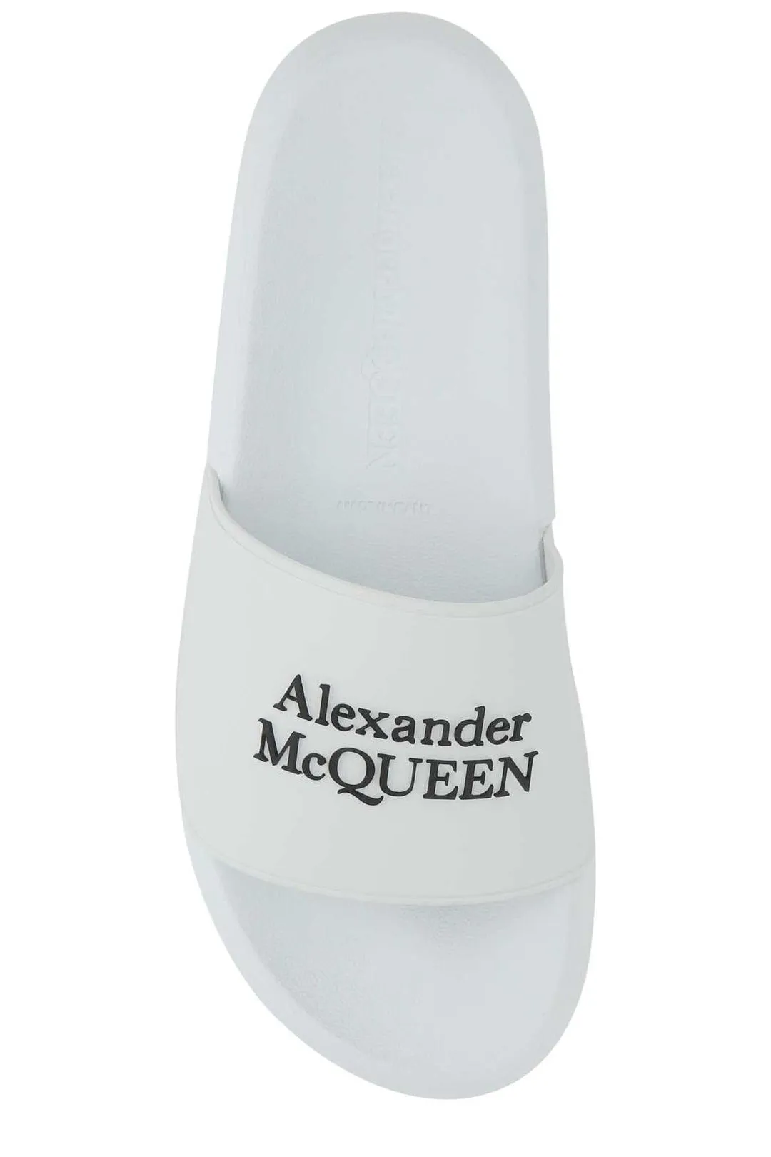 Alexander McQueen Logo Embossed Slip-On Slides Burgundy Sandals