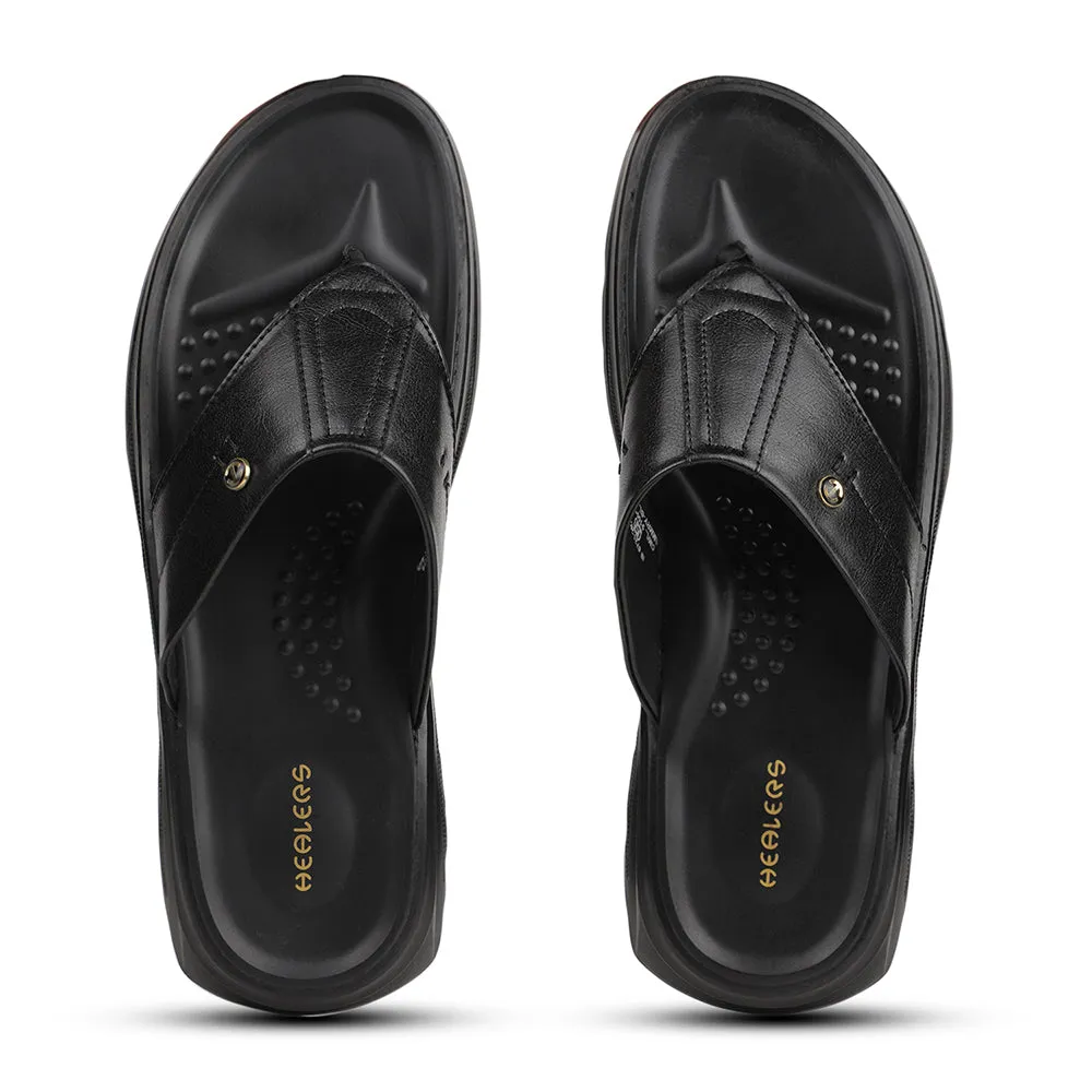 Healers Black Casual Slipper For Men CAMMRY By Liberty Sheepskin Boston Slippers