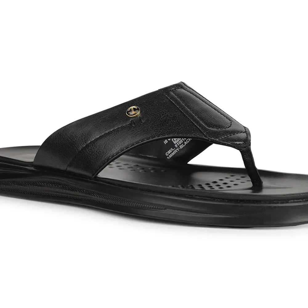 Healers Black Casual Slipper For Men CAMMRY By Liberty Easy Slides Shoes