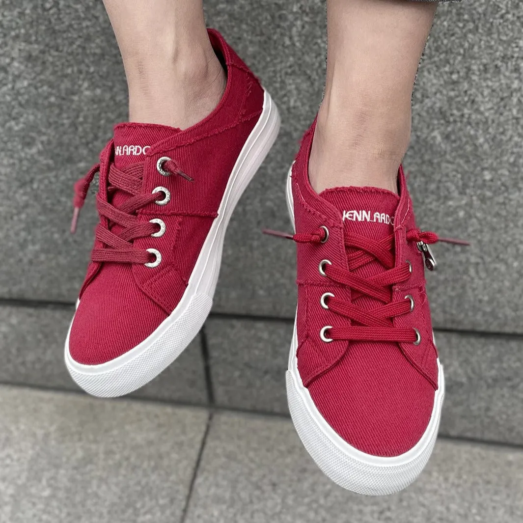 JENN ARDOR Elastic Slip-On Sneakers - Retro Fashion Comfort