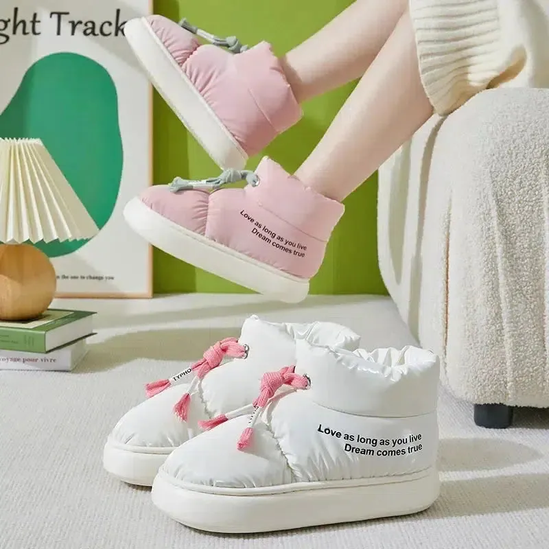 Drawstring Puffer Slippers Alpaca Slippers