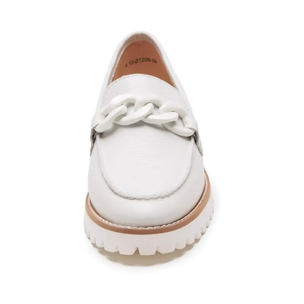Drivers And Loafers Ara Kiana Cream Leather Chain Loafer (Women's)