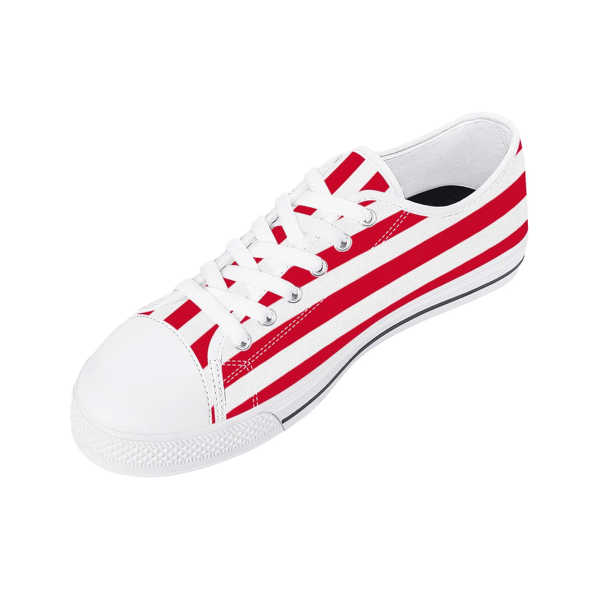 American Flag Women Shoes, Red White Blue Patriotic Fourth 4th of July Stars Stripes USA Low Top Sneakers Canvas Lace Up Girls Ladies Flat Best Sneakers For Healthcare Workers