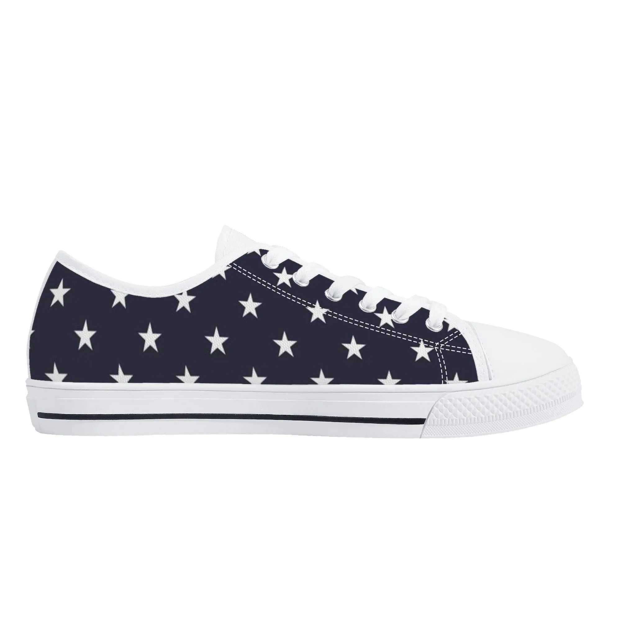 Jazz Sneakers American Flag Women Shoes, Red White Blue Patriotic Fourth 4th of July Stars Stripes USA Low Top Sneakers Canvas Lace Up Girls Ladies Flat