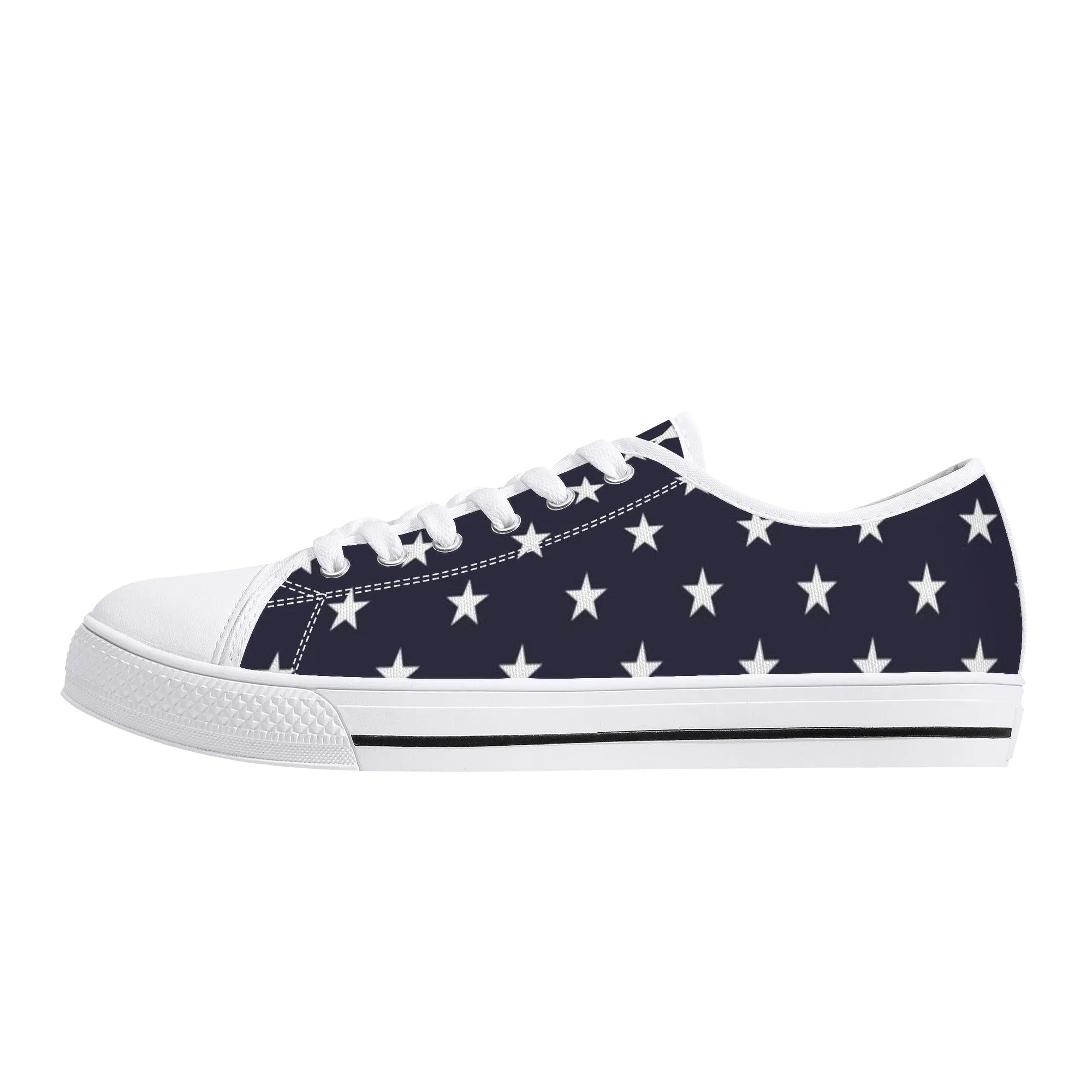 Book 1 'valley' Sneakers American Flag Women Shoes, Red White Blue Patriotic Fourth 4th of July Stars Stripes USA Low Top Sneakers Canvas Lace Up Girls Ladies Flat