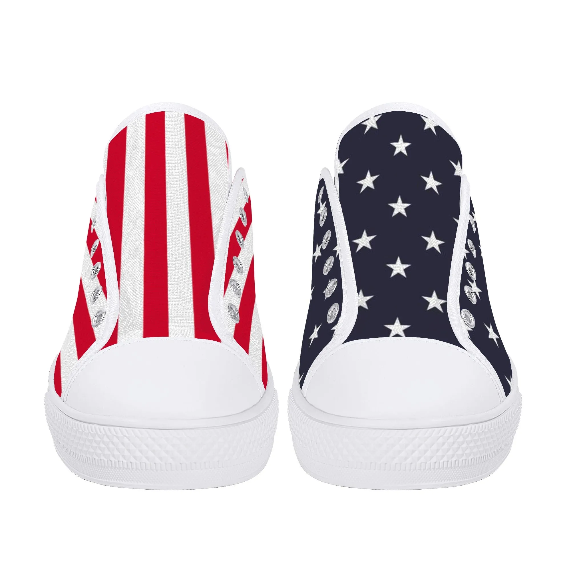 Best Fashion Sneakers American Flag Women Shoes, Red White Blue Patriotic Fourth 4th of July Stars Stripes USA Low Top Sneakers Canvas Lace Up Girls Ladies Flat