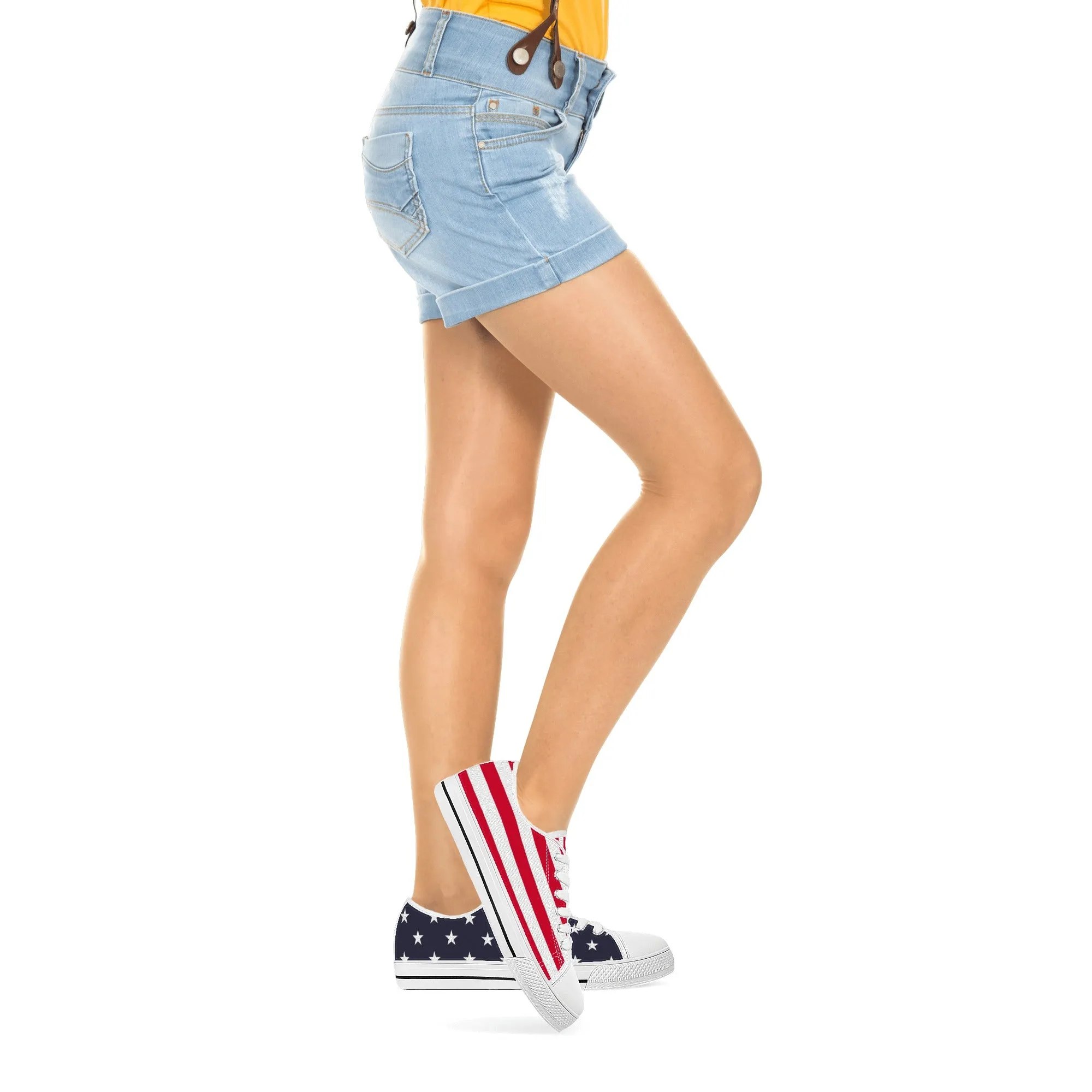 Best Trail Running Sneakers American Flag Women Shoes, Red White Blue Patriotic Fourth 4th of July Stars Stripes USA Low Top Sneakers Canvas Lace Up Girls Ladies Flat