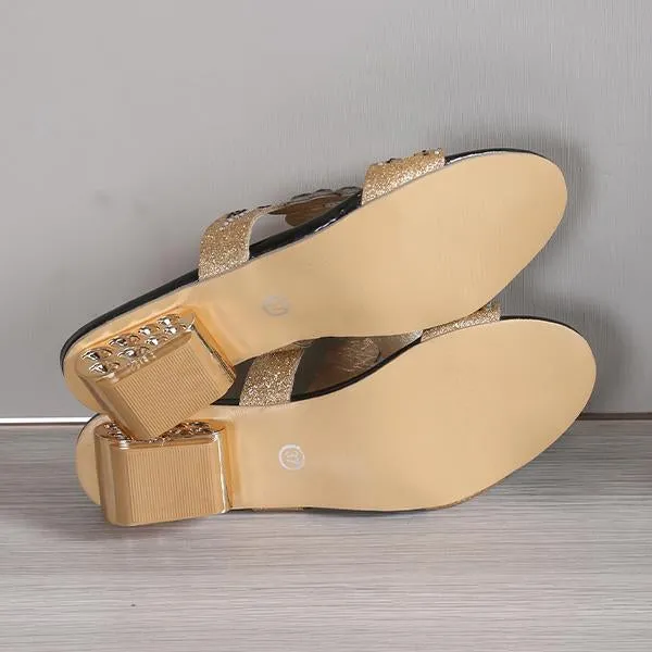 Women's Fashion Flower Rhinestone High Heel Slippers 06689650S Commanders Slippers