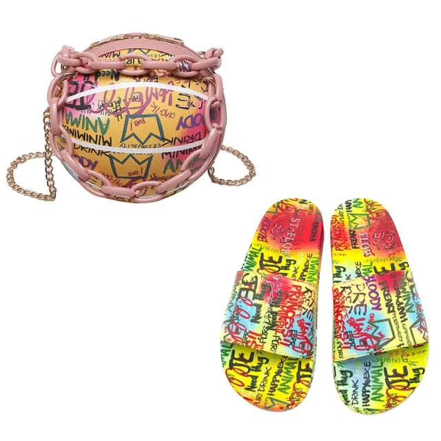 ARTWORK SET - BALL BAG AND SLIDES - MATCHING SHOE Ralph Lauren Slippers