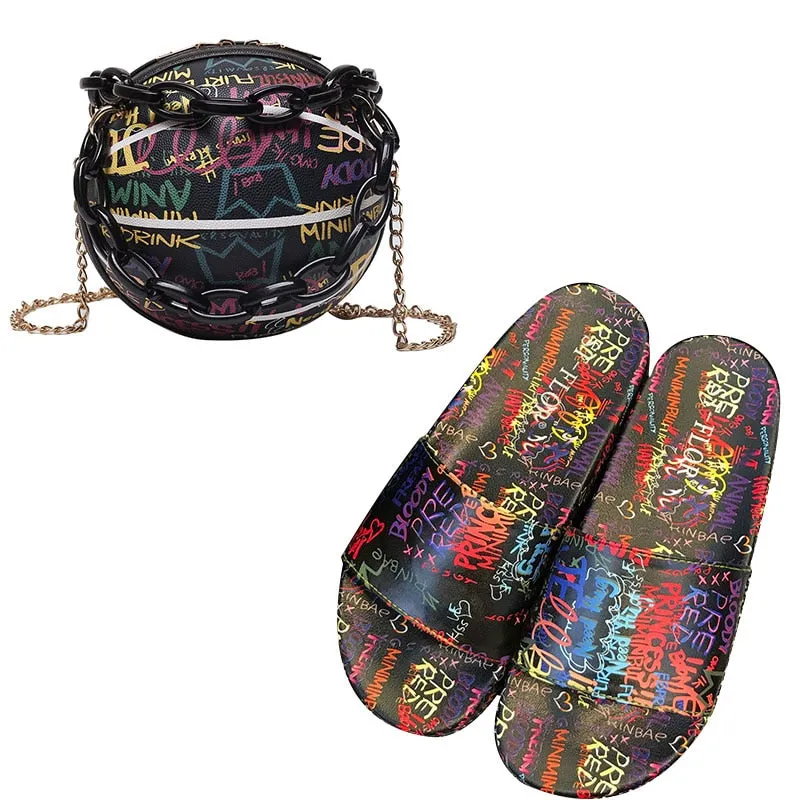 ARTWORK SET - BALL BAG AND SLIDES - MATCHING SHOE Tatami Slippers