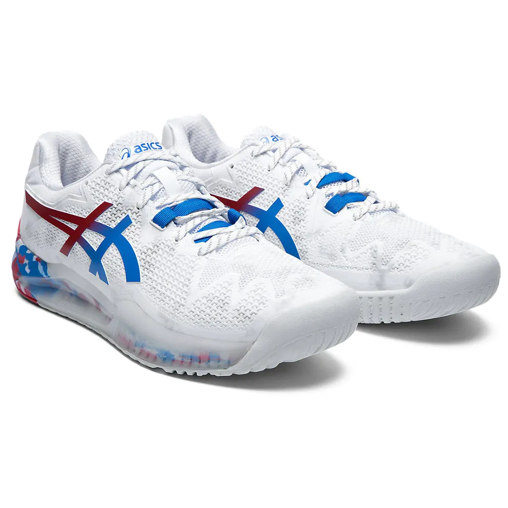 Carbon Plated Asics Asics Gel Resolution 8 Retro Tokyo White Blue Mens Tennis Shoes