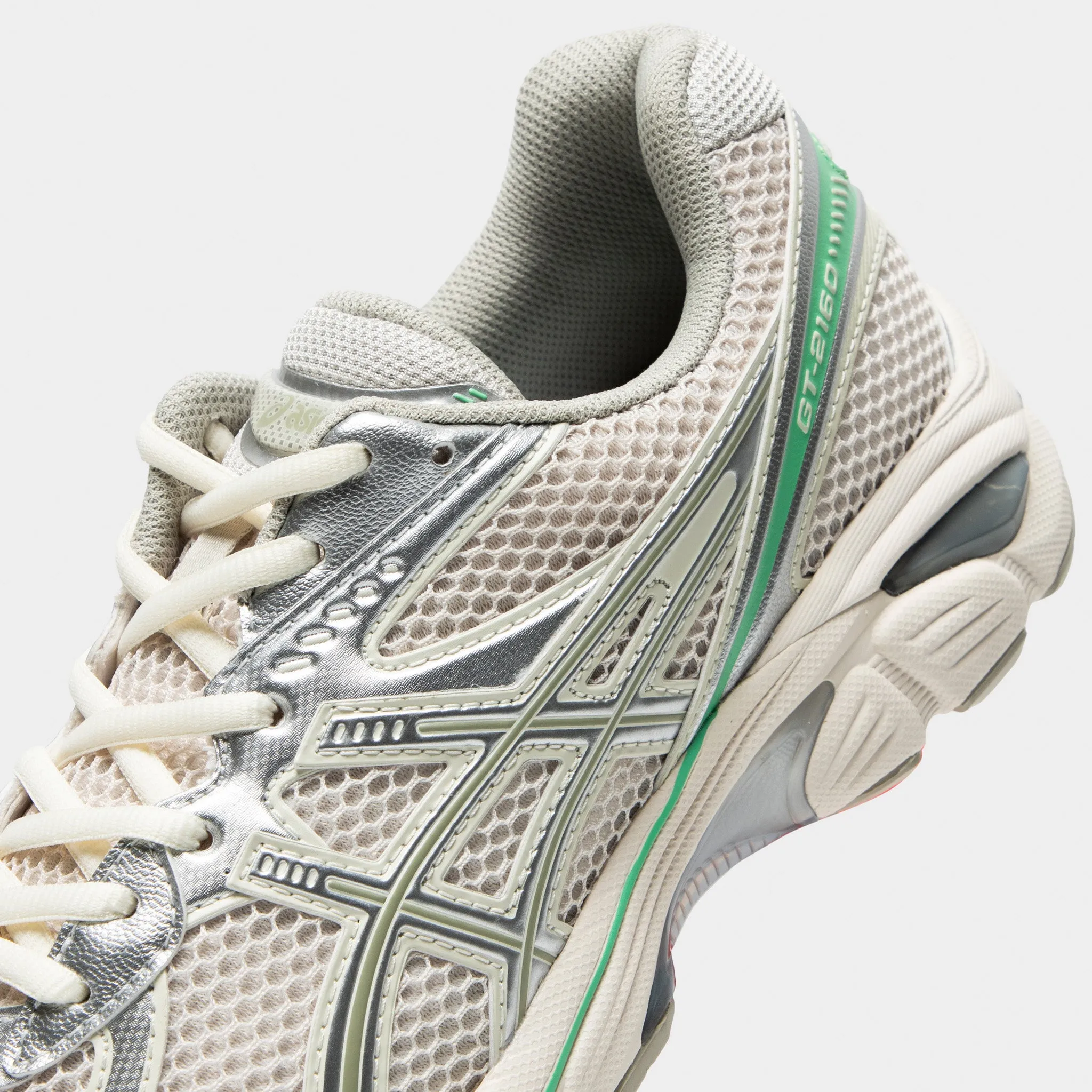 ASICS GT-2160 Off White / Grey - Green Asics Running Shoes Size 6.5