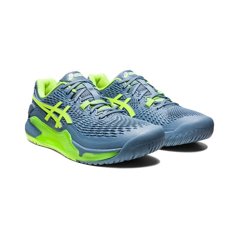 Asics Gel Game Tennis Shoes Asics Men's Gel Resolution 9 Tennis Shoes Steel Blue Green
