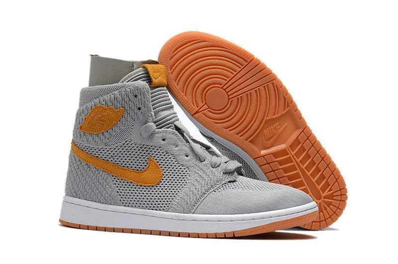 Nike Air Jordan 1 High Retro Flyknit Grey Orange Shoes Basketball Men !!! CYBER MONDAY SALE !!! Asics Gel Resolution Tennis Shoe