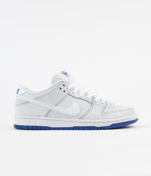 Nike SB Dunk Low Pro Premium Shoes - White / White - Game Royal Asics Shoes Underpronation