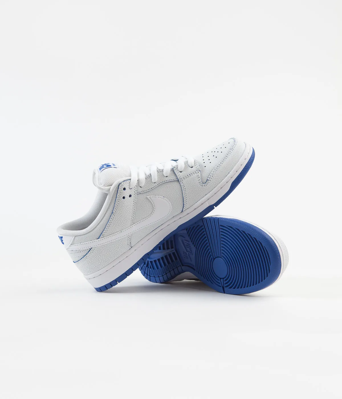 Nike SB Dunk Low Pro Premium Shoes - White / White - Game Royal Asics Gel Peake Shoes