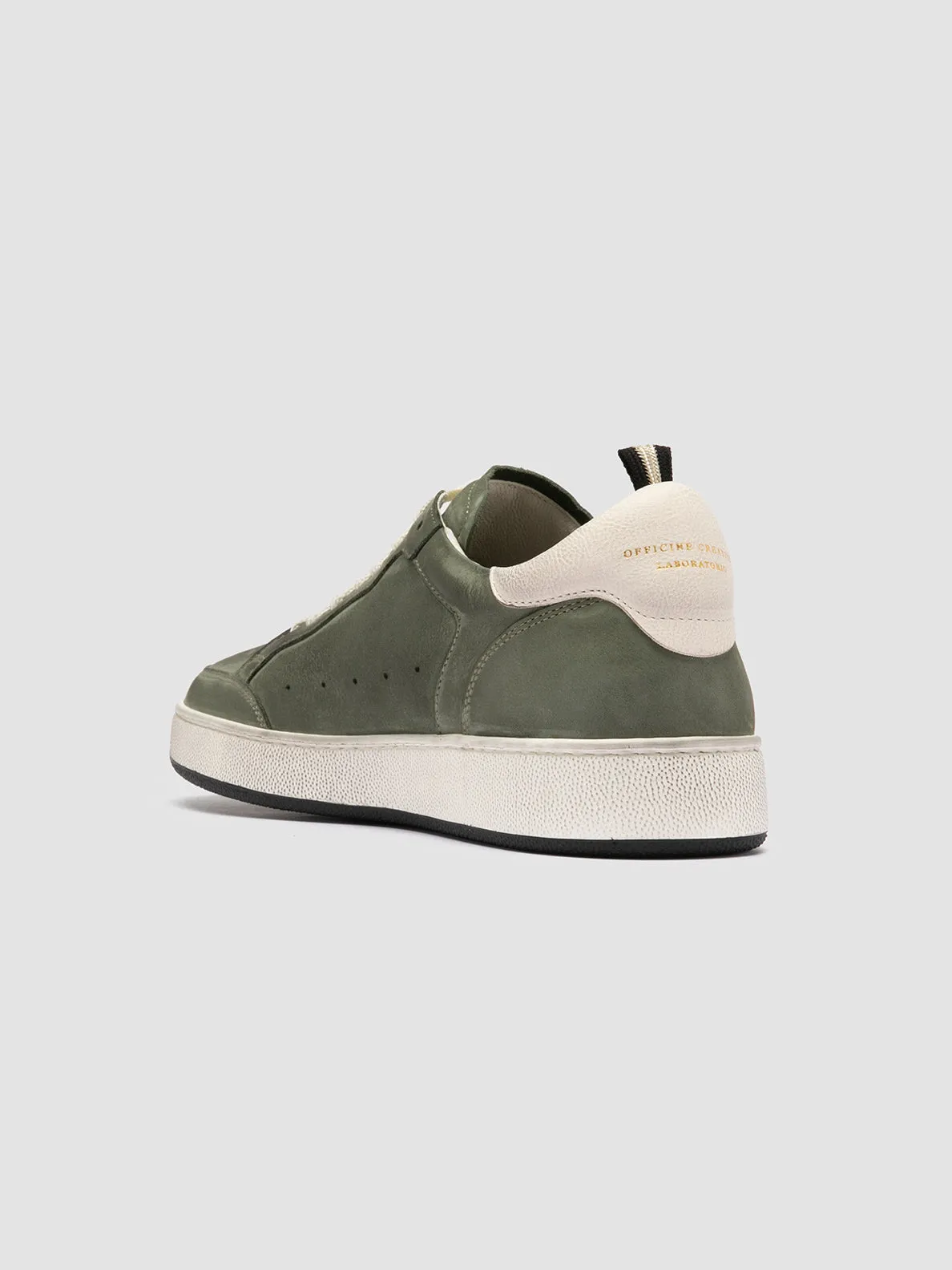 THE ANSWER 002 - Green Leather and Suede Low Top Sneakers Patent Leather Sneakers