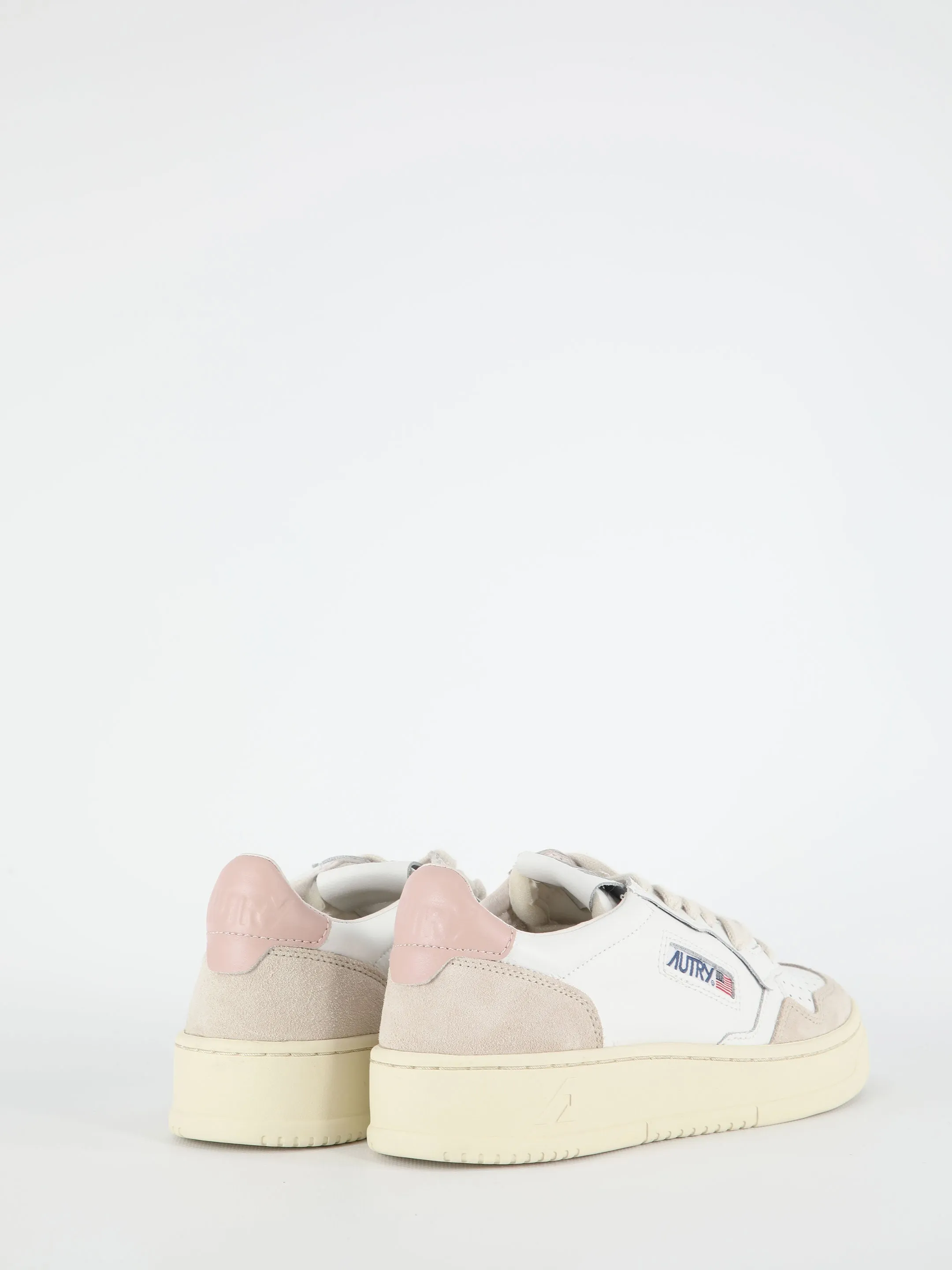 Autry Medalist Low Sneakers In White And Powder Leather Thigh High Platform Sneakers