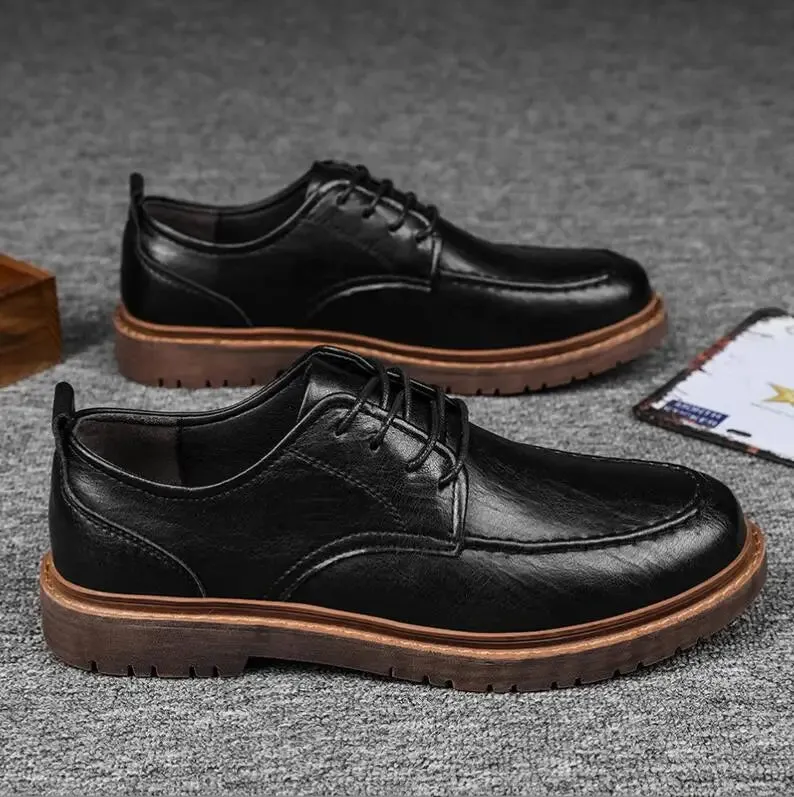 Autumn New Men Shoes Brogue Casual Shoes Men pu Leather Shoes Work Boots Business Casual Sneakers Best Work Boots For Standing On Ladders