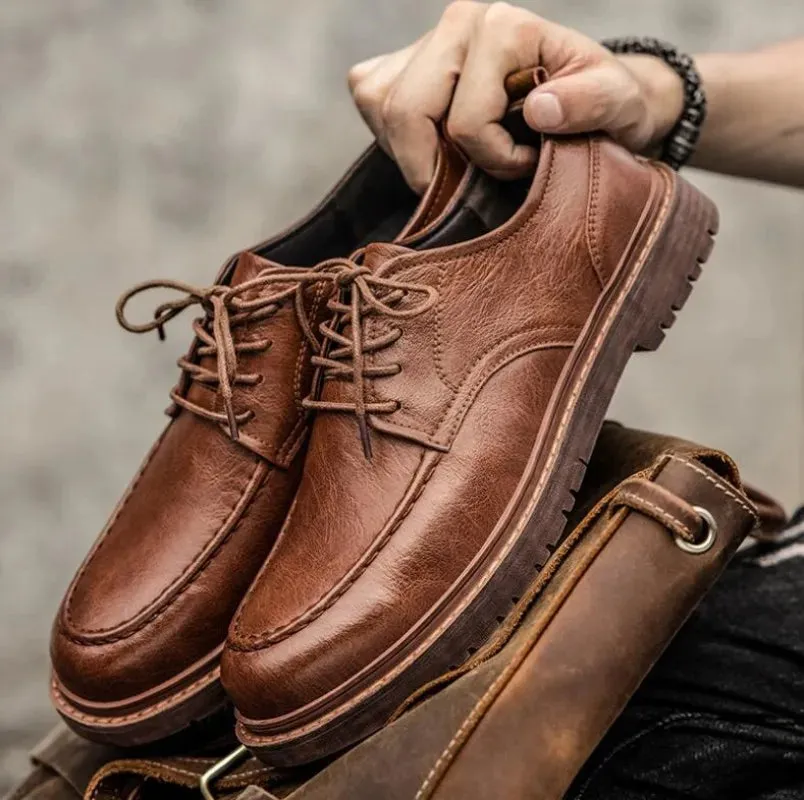 Autumn New Men Shoes Brogue Casual Shoes Men pu Leather Shoes Work Boots Business Casual Sneakers Cascade Work Boots