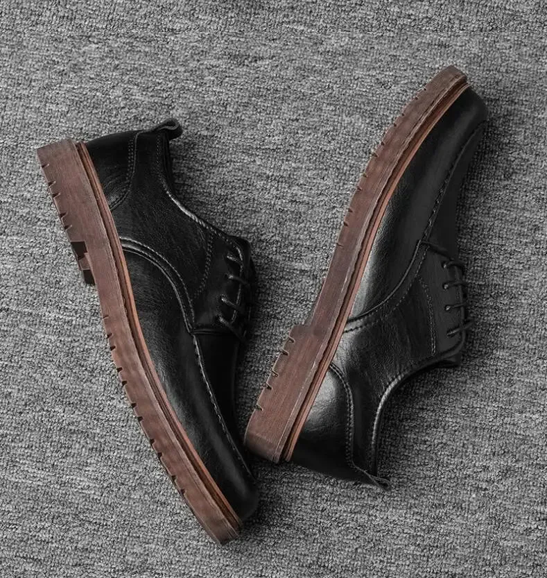 Low Profile Work Boots Autumn New Men Shoes Brogue Casual Shoes Men pu Leather Shoes Work Boots Business Casual Sneakers