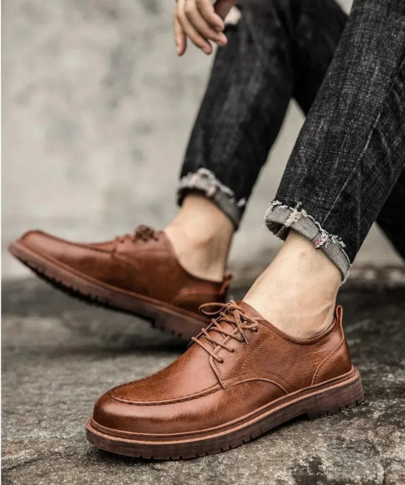 Autumn New Men Shoes Brogue Casual Shoes Men pu Leather Shoes Work Boots Business Casual Sneakers Best Cleaner For Leather Work Boots
