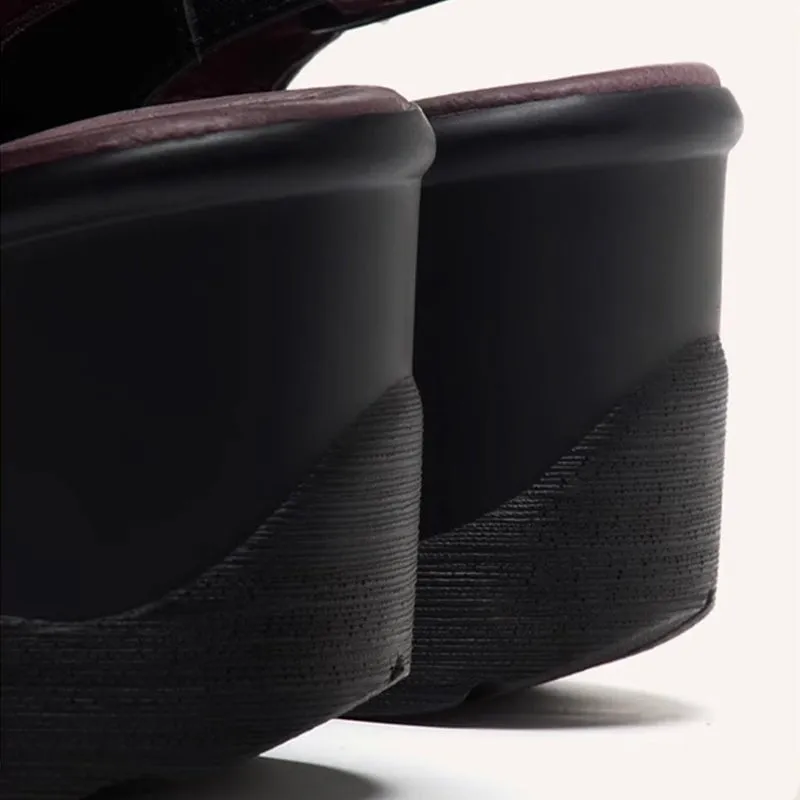 Oxfords Loafers Soft Leather Platform Sandals Peep Toe Slingback High Heel Sandals in Black/Blue/White