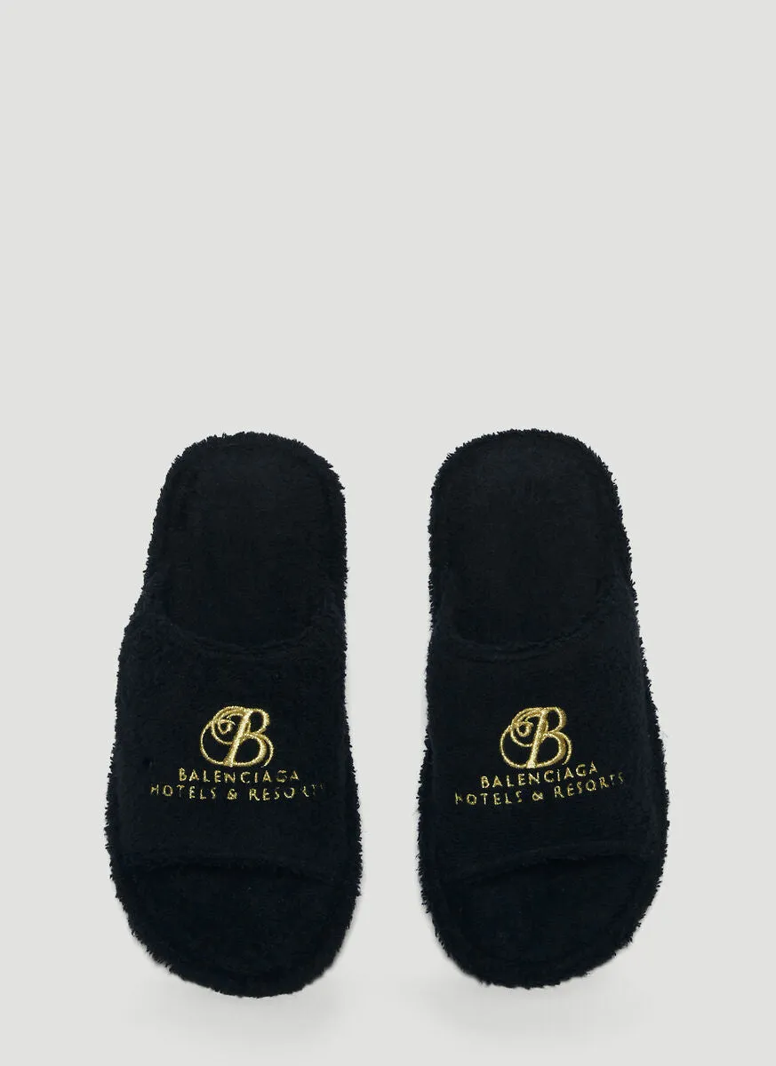 Small Wedge Heel Sandals Balenciaga Logo Embroidered Home Slides