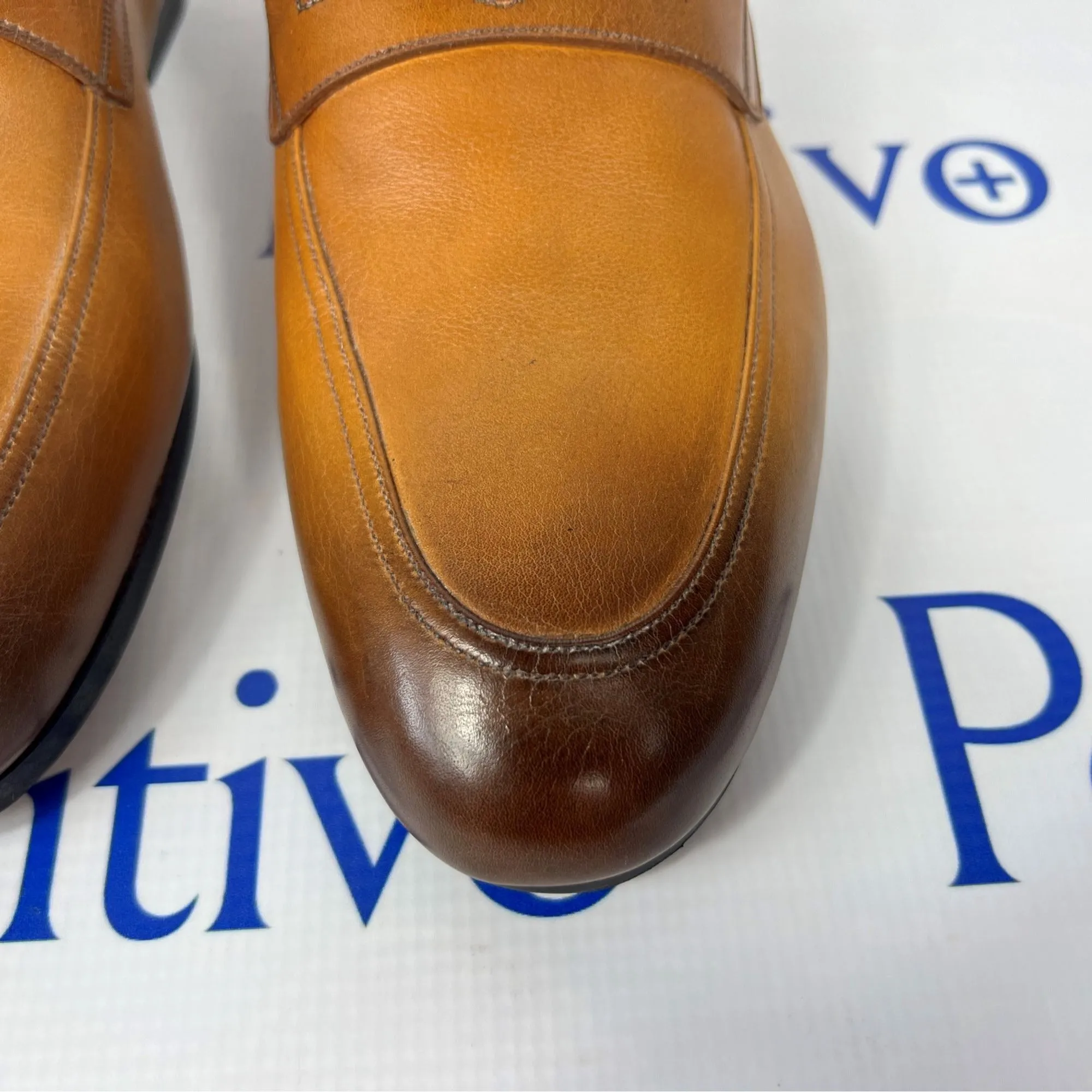 Bally Plator Honey Leather Loafers w/ Defect Red Loafers