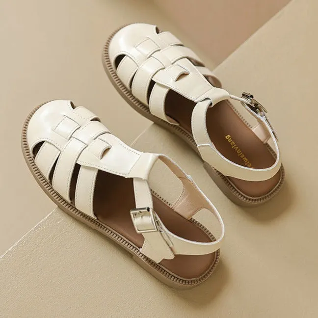 Womans Casual Woven Closed Toe Fisherman Sandals Heeled Metallic Sandals