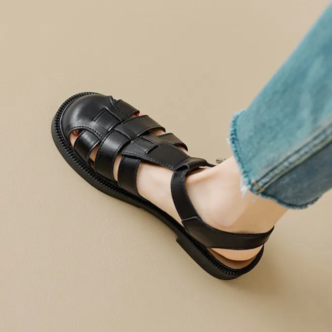 Womans Casual Woven Closed Toe Fisherman Sandals Best Barefoot Sandals