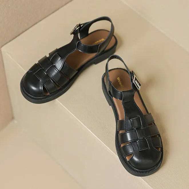 Sandals Bermuda All-inclusive Womans Casual Woven Closed Toe Fisherman Sandals