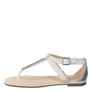 Bay Poppy White Silver Bottle Cap Flip Flops